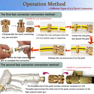 Garden Hose Nozzles,High Pressure Water Hose Nozzle Sprayer Head,360°Water Adjustment,2 Different Types of 3/4”Quick Connectors, for Watering Garden and Lawn,Washing Cars,Cleaning,Showering Dogs&Pets