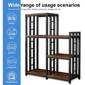 YCHF 6-Tier Kitchen Bakers Rack, Utility Storage Shelf, Mini Fridge & Microwave Oven Stand Table, Coffee Bar, Adjustable Kitchen Shelves Freestadning for Kitchen Home Office