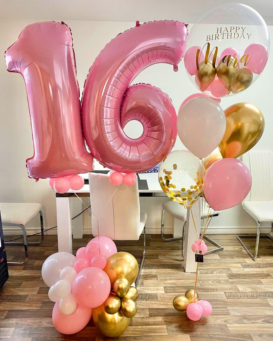 Pink and Gold Confetti Balloons Set, 50pcs 12 inch Light Pink Baby Pink White Gold Party Balloons with Ribbons for Girl Birthday Wedding Baby Shower Bridal Shower Graduation Party Decoration