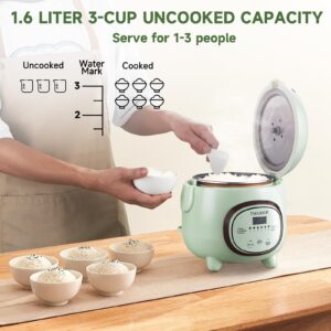 TMABSOE Rice Cooker 6 Cup (Cooked), Small Rice Cooker with 6 Cooking modes,24-Hr Delay Timer and Auto Keep Warm Function, Non-Stick Inner Pot,1.6L Suitable For 1-3 People