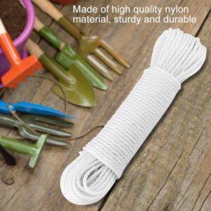 Clotheslines, 65.6 Ft Clothesline Long Clothes Line, Nylon Clothesline Rope Laundry Line Rope Craft Drying Rope for Camping Travel Home Use DIY Rope Laundry Line Dryer Rope (White)