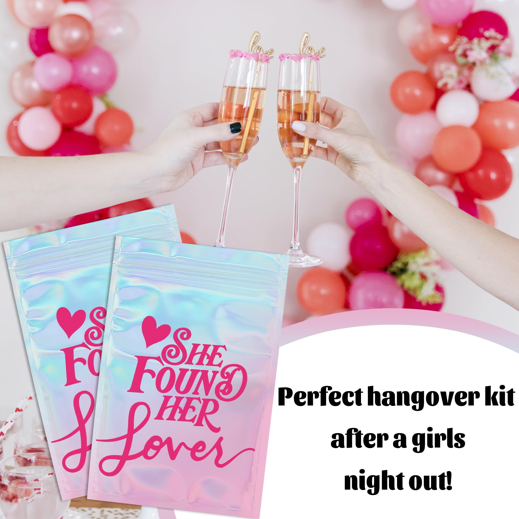 KARAQY She Found Her Lover Hangover Kit Bags, Recovery Kit Bags for Bachelorette Party Wedding Bridal Shower Engagement Party Favors Supplies Decorations