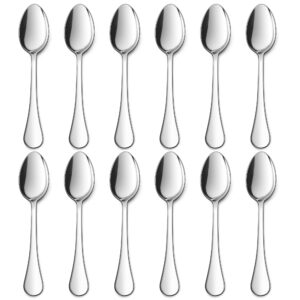 e-far coffee spoon set of 12, 5 inch 18/10 stainless steel small spoons silverware set for espresso, tea, dessert, mirror finish & round handle, dishwasher safe