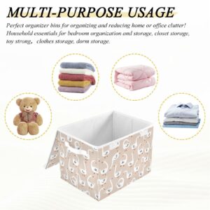 JUNZAN White Goose in Different Poses Storage Bins with Lids Collapsible Clothes Toys Storage Box with Handle Closet Organizer Home Decor Office Basket