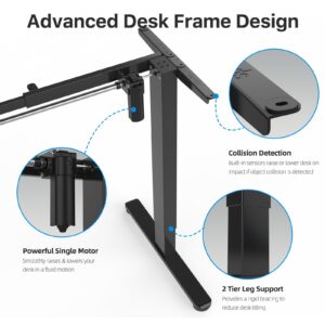 JYLH JOYSEEKER Electric Standing Desk Frame Workstation,Stand up Desk Legs Height Adjustable,Ergonomic Sit Stand Desk Base for 39 to 63 inch Table Tops,Black