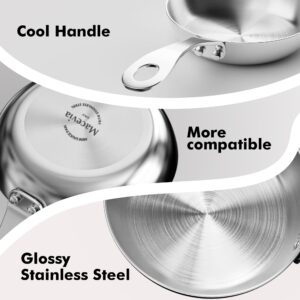 Macevia Mini Sauce Pan,18/10 Stainless Steel Butter Warmer Mini Pan Cooking Sauce Cup with Handle For All Stoves Multipurpose Use for Home Kitchen or Restaurant (0.12 Quart/4 Inch) - Silver