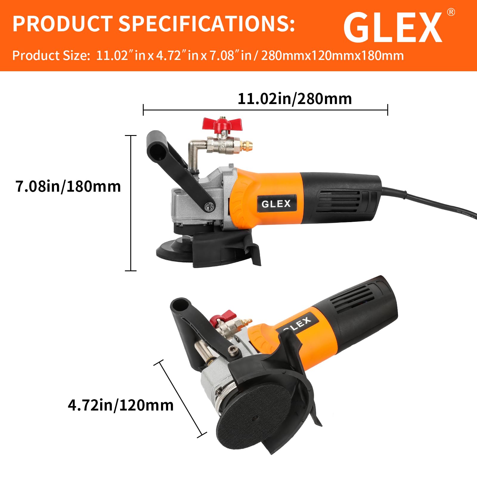 GLEX 800W/4"-GFCI Leakage Protection Professional Wet Polishing Machine for Granite，Marble Tile Stone and Concrete Countertops Marble Water Polishing Machine Stone Polishing Machine Dry Polishing Mach