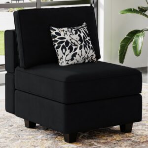 Belffin Modular Sofa Middle Module with Storage Accent Armless Chair for Modular Sectional Sofa Couch Velvet Black