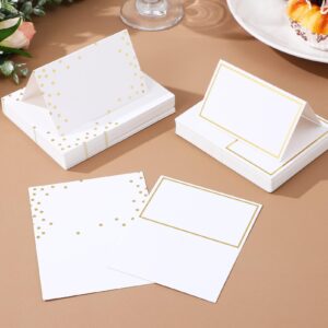 HOMSFOU 100pcs Place Cards, Wedding Name Cards Tent Place Cards with Gold Foil Border for Table Setting Weddings Banquets