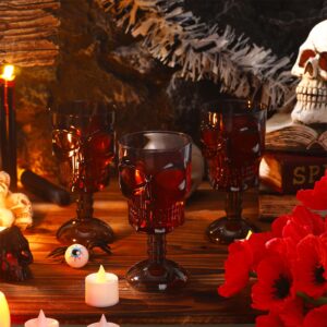 Bokon Set of 12 Halloween Cups Skull Goblets Gothic Party Table Decorations Plastic Wine Goblet Halloween Party Supplies Skeleton Themed Centerpiece (Black)