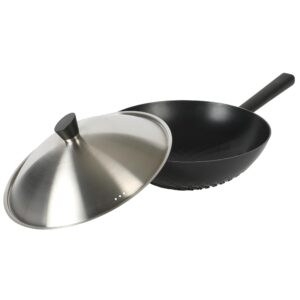 Kenmore Eugene 13 Inch Cast Aluminum Wok W/Lid - Matte Black