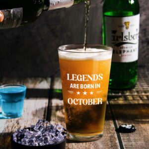 Futtumy Birthday Beer Glass Gifts for Men, Legends are Born in October Beer Glass, Funny October Birthday Gift for Men Husband Dad Boyfriend Uncle Son Coworker Boss, 40th 50th 60th Birthday Gifts Idea