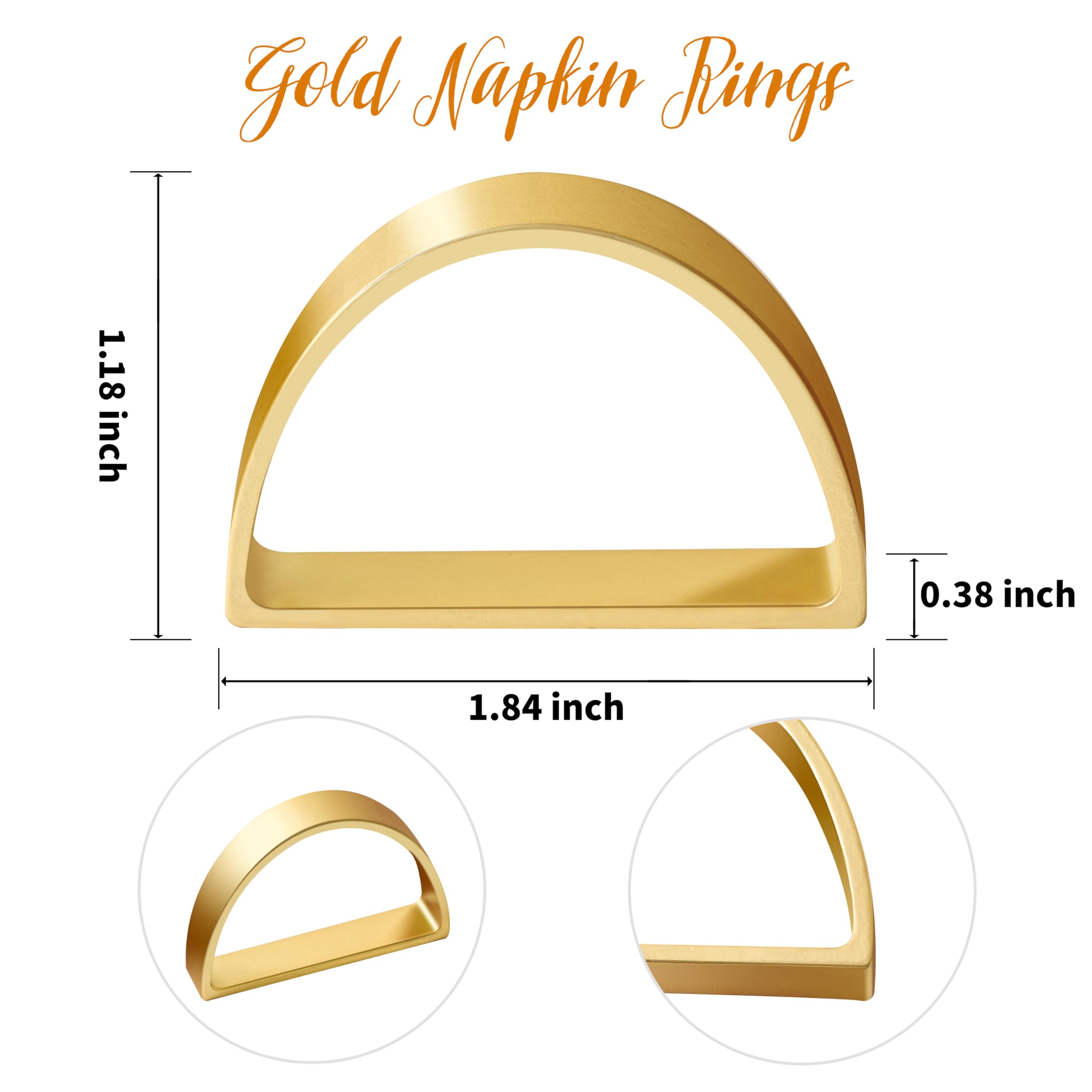 APTWOW Gold Napkin Rings Set of 12, Semicircle Metal Gold Napkin Holder Buckles, Fall Thanksgiving Christmas Napkin Rings, Napkin Rings for Dinner Table Decor, Wedding, Banquet, Party, Easter