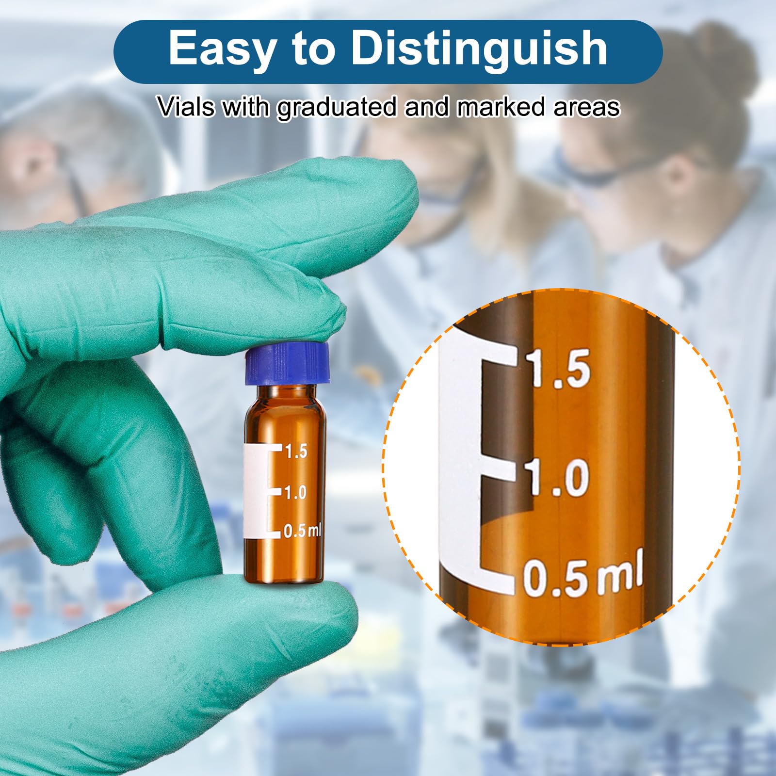 PATIKIL 2ml Autosampler Vial, 1000 Pack Pre-Slit Septa HPLC/GC Vials 9-425 Lab Amber Vials Sample Vial Screw Cap Writing Patch PTFE & Silicone for LC Stamper