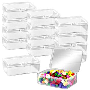 rcybeo 12 pcs small plastic storage containers 3.7x2.4 inches craft organizers small plastic boxs for beads, small items, jewelry, crafts accessories, game pieces, business cards,tools