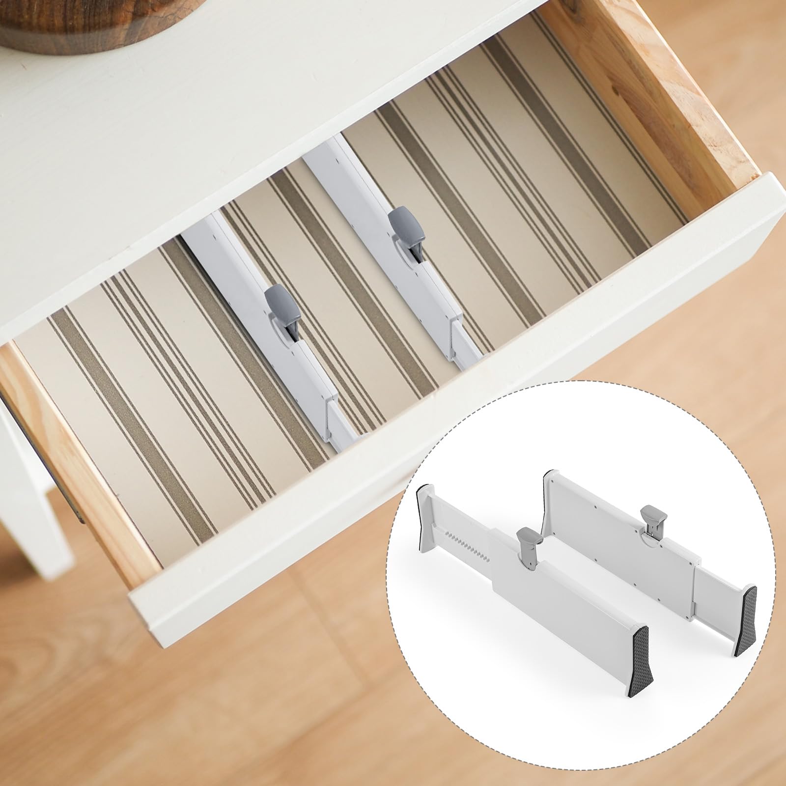 AYAYGD 4 Pack Adjustable Drawer Dividers, 4" High Plastic Drawer Dividers, 11-17" Dresser Drawer Divider for Bedroom, Closet, Kitchen, Baby Drawer, Office Organizer