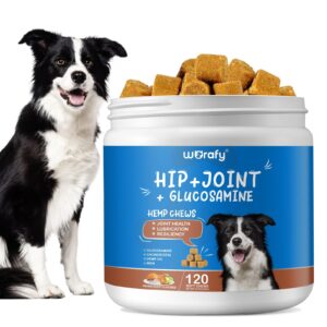 yeugscka joint support supplements chew for dogs 120 count, hip & joint care tablets with glucosamine, chondroitin, green lipped mussel and vitamins for dog joint care