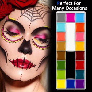 Face Paint,20 Colors Face Paint - Face Painting Kit,Water Based Face Painting Kit For Kids Party With 10 Brushes 5 Sticker Stencils And Paint Tray ，Body Paint For Kids And Adults Halloween Makeup