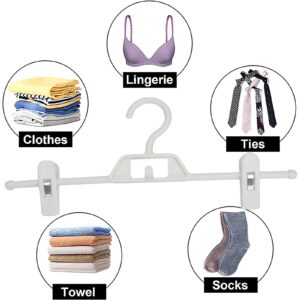 Plastic Pants Hangers, 10 Pack Pant Hangers with Clips, Clothes Hangers with 360°Rotating & Adjustable Clips, Skirt Hangers Space Saving for Kids, Adults and Girls (White)