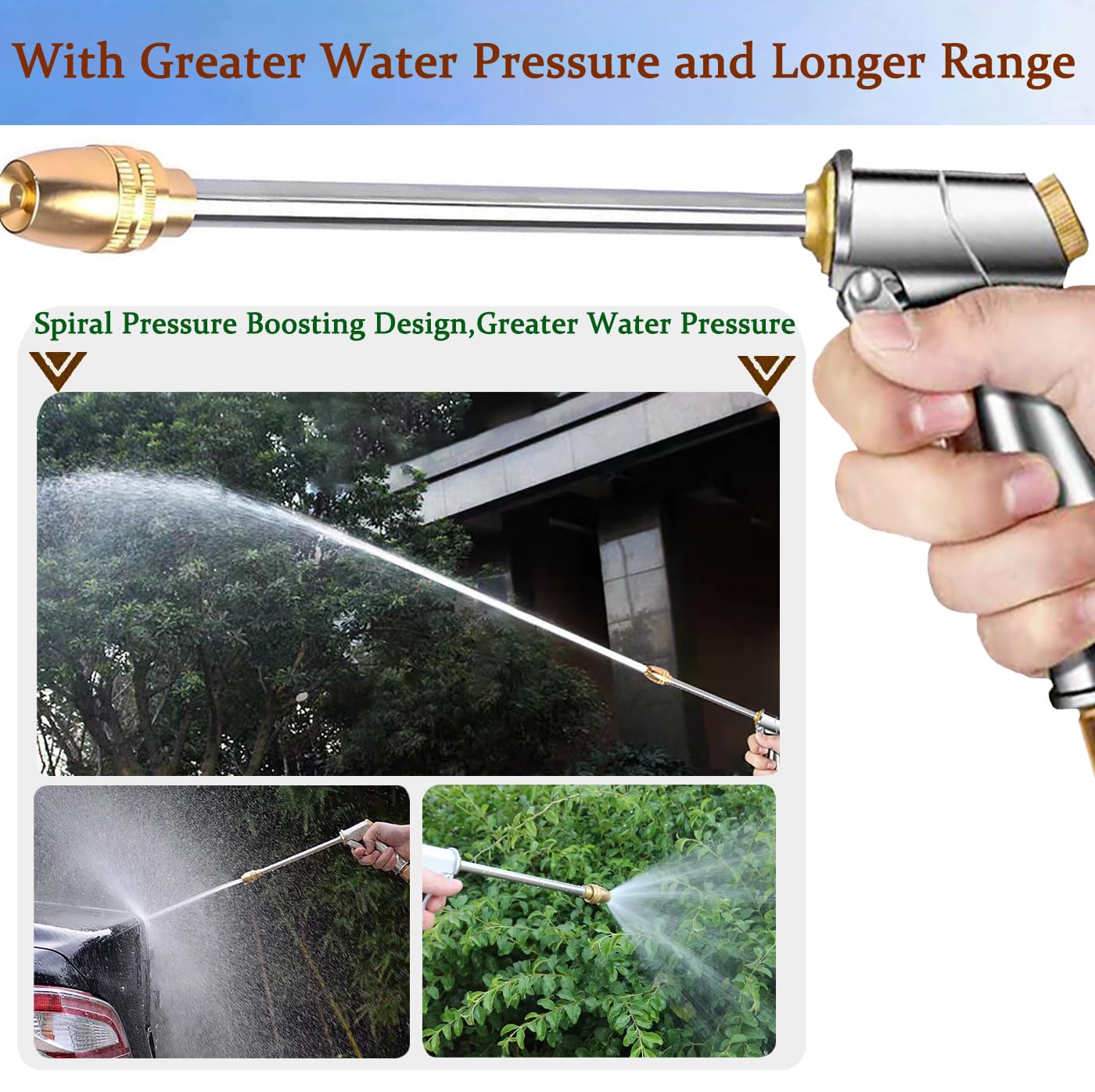 Garden Hose Nozzles,High Pressure Water Hose Nozzle Sprayer Head,360°Water Adjustment,2 Different Types of 3/4”Quick Connectors, for Watering Garden and Lawn,Washing Cars,Cleaning,Showering Dogs&Pets