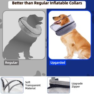 HODOVAS Inflatable Dog Cone Collor After Surgery, Soft Cone with Enhanced Anti-Licking Guard Shield for Medium Dogs and Cats Pets, Gray (M Neck: 9.5-11.8")