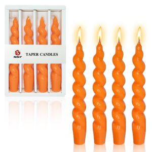 gedengni taper candle twisted candlesticks -gedengni 4pcs short candle sticks 7inches orange tapered candles small spiral candles for home dinner weddings festive party (2d4pc-orange)