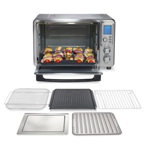 hamilton beach 6-in-1 sure crisp air fryer toaster oven combo & electric indoor grill, 450 f searing temp, bake, broil, toast and pizza function, .88 cu. ft., 6 slice capacity, stainless steel (31395)