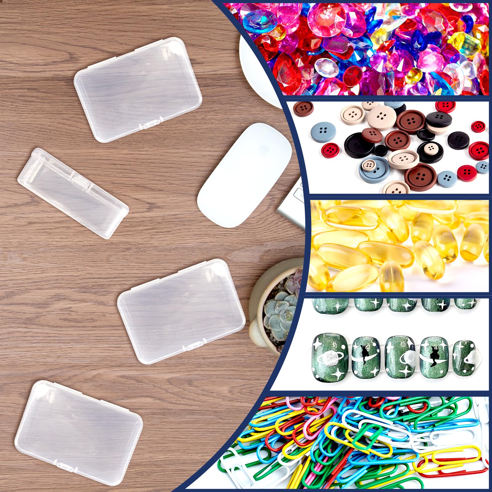 Rcybeo 12 Pcs Small Plastic Storage Containers 3.7x2.4 Inches Craft Organizers Small Plastic Boxs for Beads, Small Items, Jewelry, Crafts Accessories, Game Pieces, Business Cards,Tools