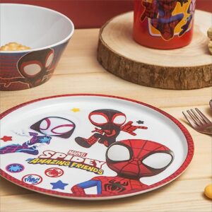 zak! Marvel Spidey and His Amazing Friends - 5-Piece Dinnerware Set - Pack of 2 - Includes Two Each: Water Bottle, 8-Inch Plate, 6-Inch Bowl, Fork & Spoon - Suitable for Kids Ages 3+