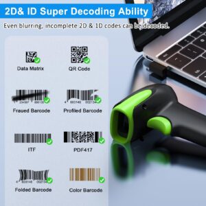 Symcode Wireless Bluetooth Barcode Scanner,Bluetooth & USB Wired & 2.4G Wireless Connection Ergonomics Handheld Barcode Scanner Reader, 2D 1D QR Code Automatic Fast Precise scanning Scanner