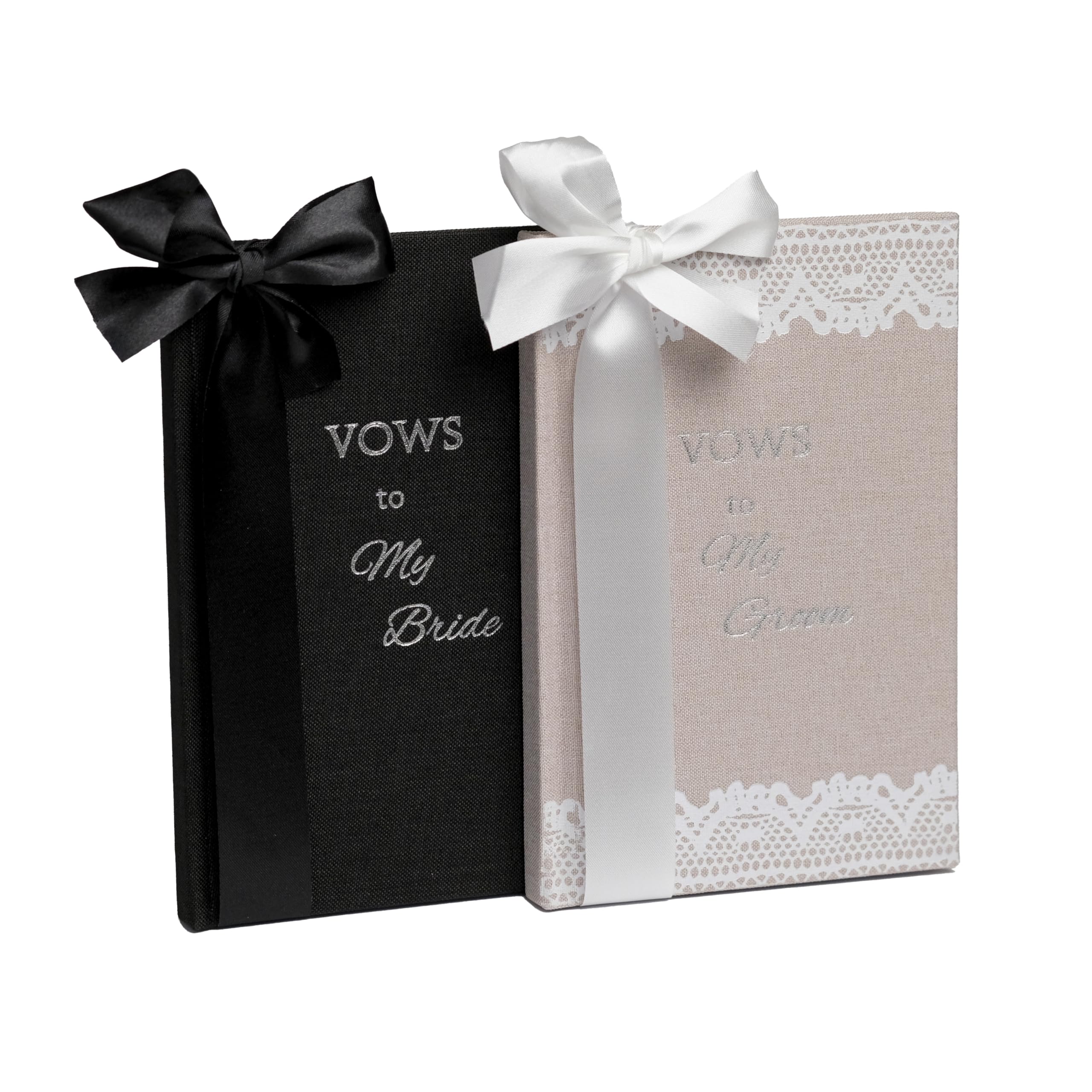 Elegant His and Hers Vow Books Set - Vows Book His and Hers w/ Keepsake Box, Ring Bags, Bride & Groom Cards, Writing Template - Linen Covered Vow Books for Wedding - Heartfelt Wedding Vow Keepsake