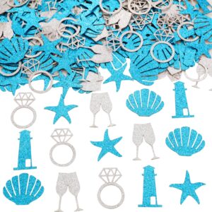 bachelorette party confetti, 200pcs last toast on the coast confetti glitter for table wine cup diamond ring shells starfish paper scatter for bridal shower engagement wedding party supplies