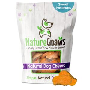 nature gnaws sweet potato chips for dogs - single ingredient natural dog chew treats - 12 oz