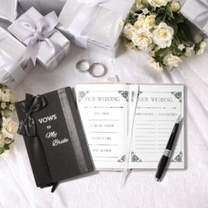 Elegant His and Hers Vow Books Set - Vows Book His and Hers w/ Keepsake Box, Ring Bags, Bride & Groom Cards, Writing Template - Linen Covered Vow Books for Wedding - Heartfelt Wedding Vow Keepsake