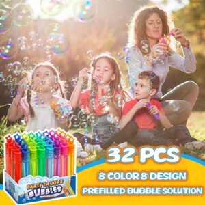 32 Pcs 8 Colors Neon Bubbles Party Favors For Kids, Mini Star Bubble Wand Bulk In Gift Box as Goody Bags Stuffer, Classroom Giveaways, Carnival Prizes Toy, Birthday Treats, Party Supplies For Toddlers