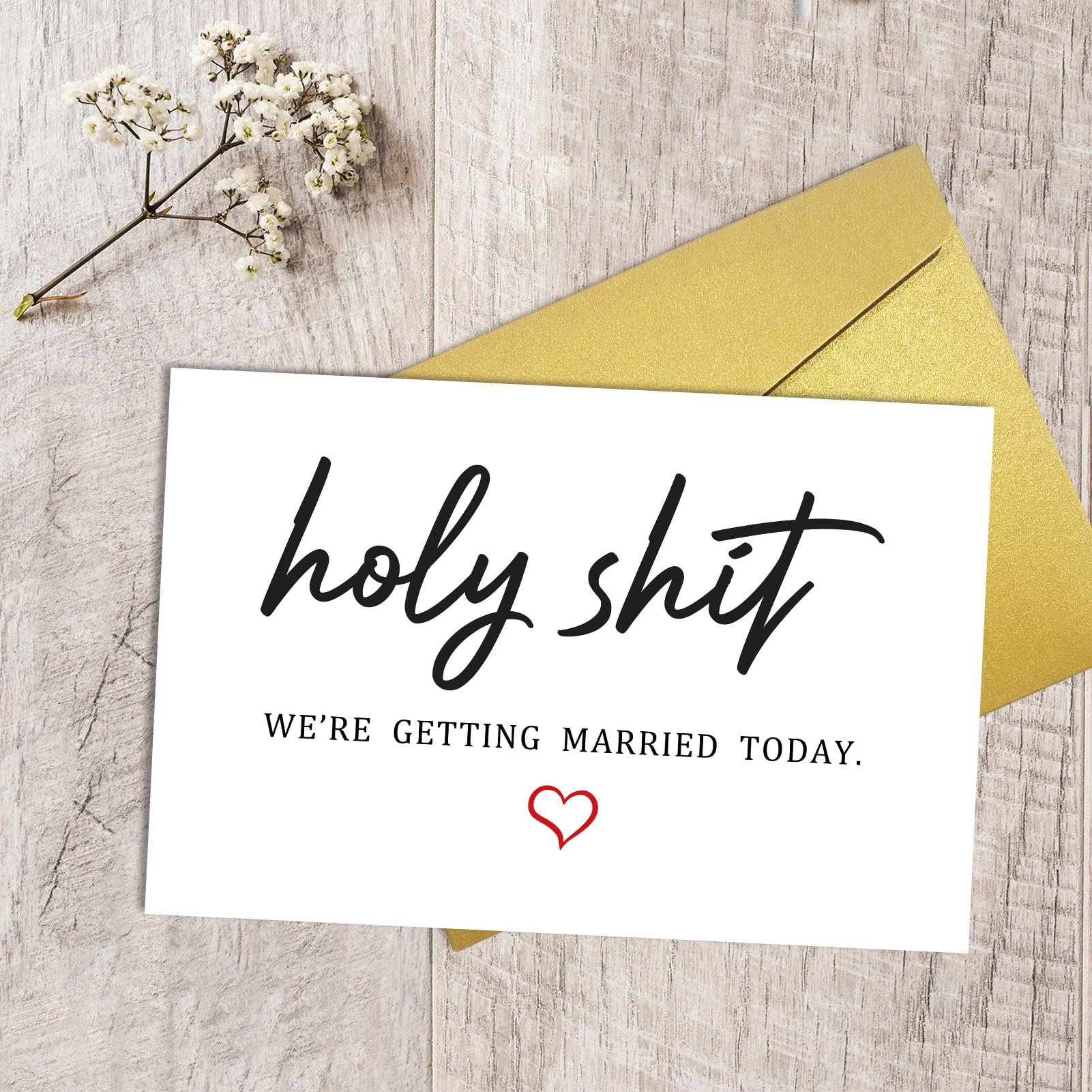 Qiliji Funny Wedding Day Card, Groom Bride Wedding Day Vows Card, To My Husband Wife On Our Wedding Day Card, Holy Shit We're Getting Married Today