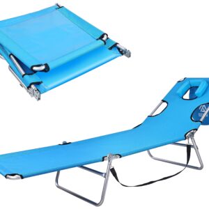 Elevon Foldable Lightweight Face Down Tanning Chaise Lounge Chair with Face and Arm Holes