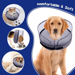 HODOVAS Inflatable Dog Cone Collor After Surgery, Soft Cone with Enhanced Anti-Licking Guard Shield for Medium Dogs and Cats Pets, Gray (M Neck: 9.5-11.8")