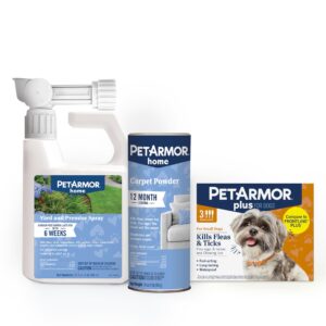 petarmor plus flea & tick prevention for dogs 5-22 lbs (3 doses) + petarmor home carpet spray and yard spray for fleas & ticks, total flea & tick prevention