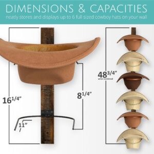 Izzy & Olives Cowboy Hat Rack for 6 hats | Hat Storage - Hang Separately or Combined | Collapsible Cowboy Hat Holder and Cowboy Hat Rack for Wall | Cowboy Hat Hanger with Hat Display Wall Mount