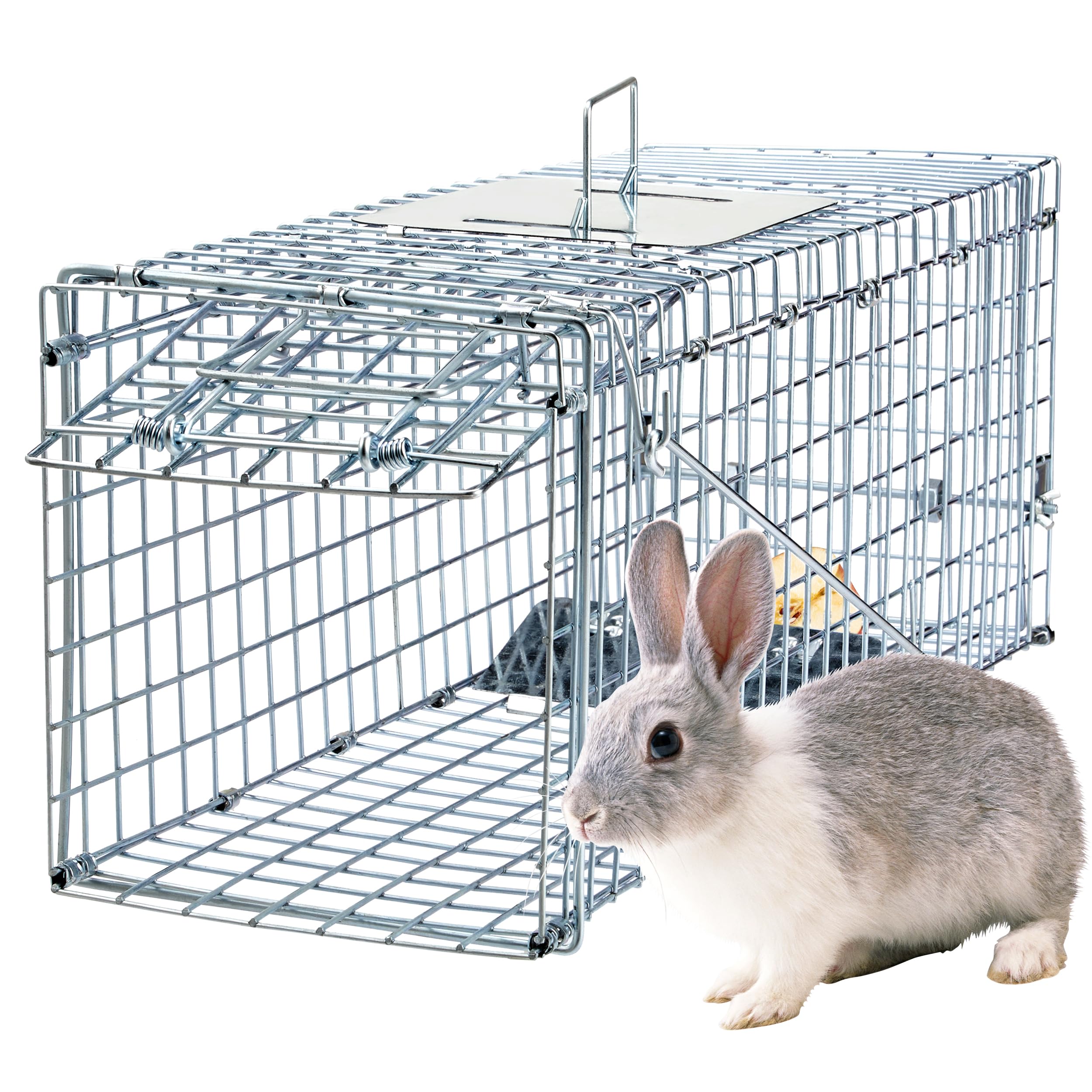 Humane Rat Trap Cage Live Rat Traps Humane Cat Traps Catch Release Live Animal Rodent Cage Collapsible Galvanized Wire for Rabbit Small Groundhogs Squirrel Mole Gopher Mice Chipmunk-24X8X7.2In