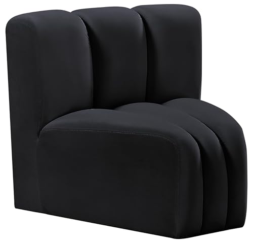 Meridian Furniture 103Black-CC Arc Collection Modern | Contemporary Curved Corner with Soft Black Velvet, Channel Tufting, Modular for Limitless Configurations, 33" W x 31" D x 30" H, Black