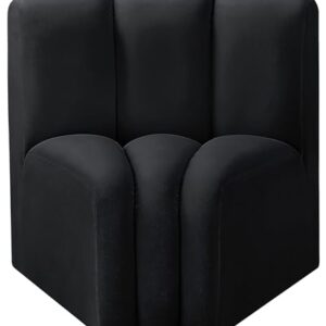 Meridian Furniture 103Black-CC Arc Collection Modern | Contemporary Curved Corner with Soft Black Velvet, Channel Tufting, Modular for Limitless Configurations, 33" W x 31" D x 30" H, Black