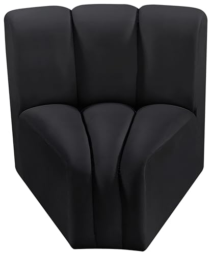 Meridian Furniture 103Black-CC Arc Collection Modern | Contemporary Curved Corner with Soft Black Velvet, Channel Tufting, Modular for Limitless Configurations, 33" W x 31" D x 30" H, Black