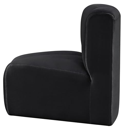 Meridian Furniture 103Black-CC Arc Collection Modern | Contemporary Curved Corner with Soft Black Velvet, Channel Tufting, Modular for Limitless Configurations, 33" W x 31" D x 30" H, Black