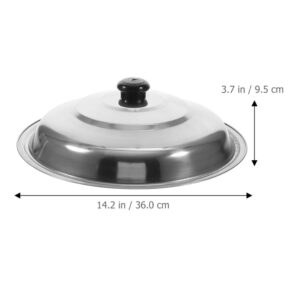 Stainless Steel Wok Lid 14 Inch Skillet Lid Round Dome Lid Microwave Lid Universal Pan Lid Stainless Steel Pan Lid 14 Inch Pan Lid Kitchen Pot Lid Pot Covers for Cooking Pan Cover