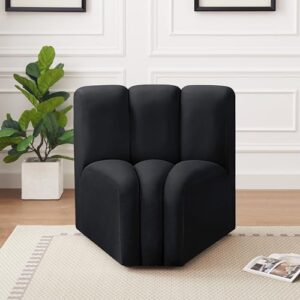 Meridian Furniture 103Black-CC Arc Collection Modern | Contemporary Curved Corner with Soft Black Velvet, Channel Tufting, Modular for Limitless Configurations, 33" W x 31" D x 30" H, Black