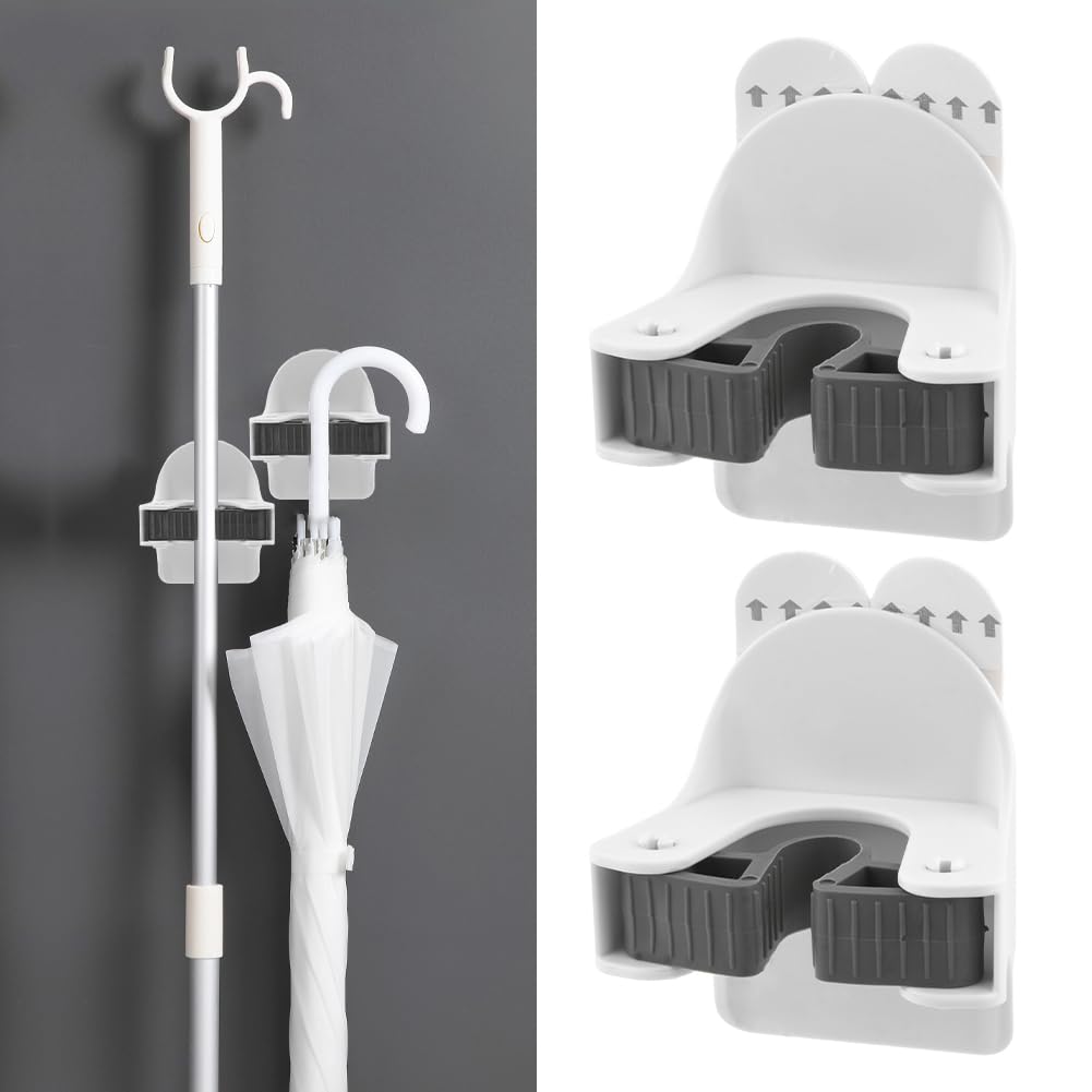 Jaeskeclip 5pcs Hanging Broom Holder, Broom Holder Wall Mount, laundry room organization, Broom and Mop Organizer Wall Hanging, for Hanging Mops, Brooms, Umbrellas, Showers, Shovels(white，black)