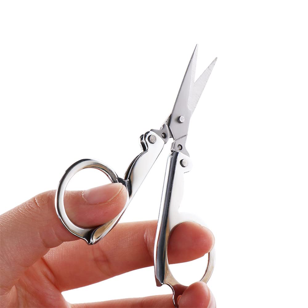 1Pcs Stainless Steel Folding Scissors Portable Mini Pocket Travel Scissors Embroidery Scissors Office School Supplies For Student(S)