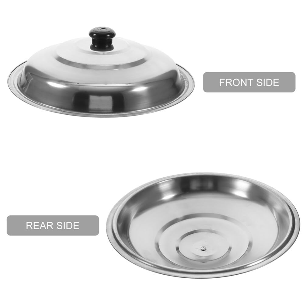 Stainless Steel Wok Lid 14 Inch Skillet Lid Round Dome Lid Microwave Lid Universal Pan Lid Stainless Steel Pan Lid 14 Inch Pan Lid Kitchen Pot Lid Pot Covers for Cooking Pan Cover